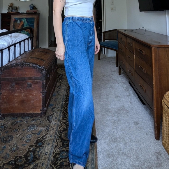 Vintage Straight Leg Stretchy Waist Pull On Jeans - Picture 3 of 6